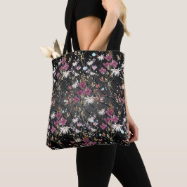 Retro Boho Elegante Wildbloemen Tote Bag