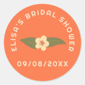 Retro Boho Feest Bloemige Aangepaste Bruidsdouche Ronde Sticker (Voorkant)