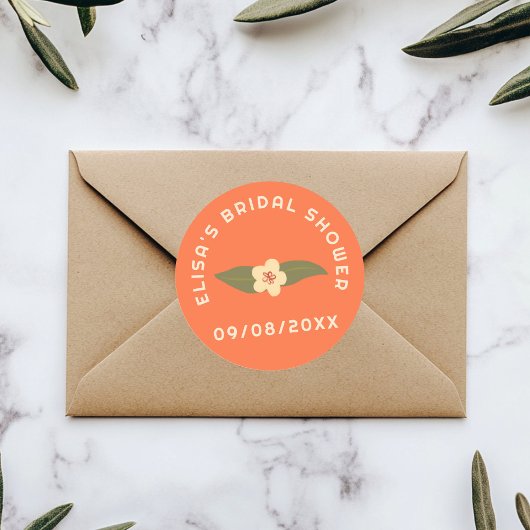 Retro Boho Feest Bloemige Aangepaste Bruidsdouche Ronde Sticker