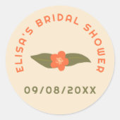 Retro Boho Feest Bloemige Aangepaste Bruidsdouche Ronde Sticker (Voorkant)