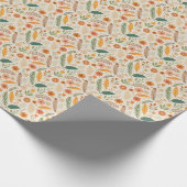 Retro Boho Floral and Feather Pattern Cadeaupapier (Hoek)