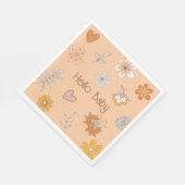 Retro Boho Floral Baby shower Hallo Baby Servet (Hoek)