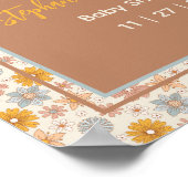 Retro Boho Floral Baby shower Welkomstbord Poster (Hoek)
