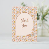 Retro  Boho Floral Dank je kaart (Staand voorkant)