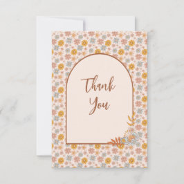 Retro Boho Floral Dank je kaart