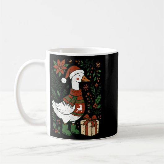 Retro Boho Floral Funny Xmas Silly Goose Lover Chr Koffiemok (Links)