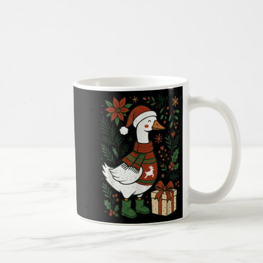 Retro Boho Floral Funny Xmas Silly Goose Lover Chr Koffiemok (Rechts)