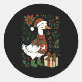 Retro Boho Floral Funny Xmas Silly Goose Lover Chr Ronde Sticker (Voorkant)