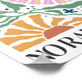 Retro Boho Floral - "Geen regen geen bloemen" Poster (Hoek)