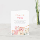 Retro Boho Floral Girl Baby Shower Bedankkaart (Voorkant)