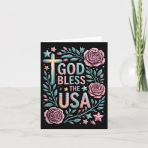 Retro Boho Floral God zegene de Verenigde Staten C Kaart