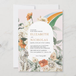 Retro Boho Floral Greenery Botanical Wedding Kaart