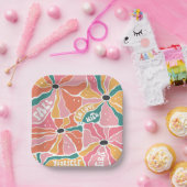 Retro Boho Floral Herfst verliefd Papieren Bordje (Feest)