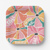 Retro Boho Floral Herfst verliefd Papieren Bordje (Voorkant)