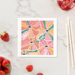 Retro Boho Floral Herfst verliefd Servet