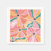 Retro Boho Floral Herfst verliefd Servet (Voorkant)