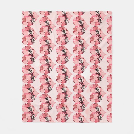 Retro Boho Floral I Hartnaam kalligrafie tekst Fleece Deken (Voorkant)