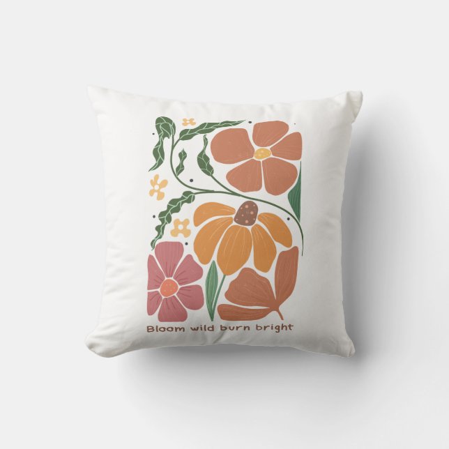 Retro Boho Floral Inspiratie Quote Kussen (Voorkant)