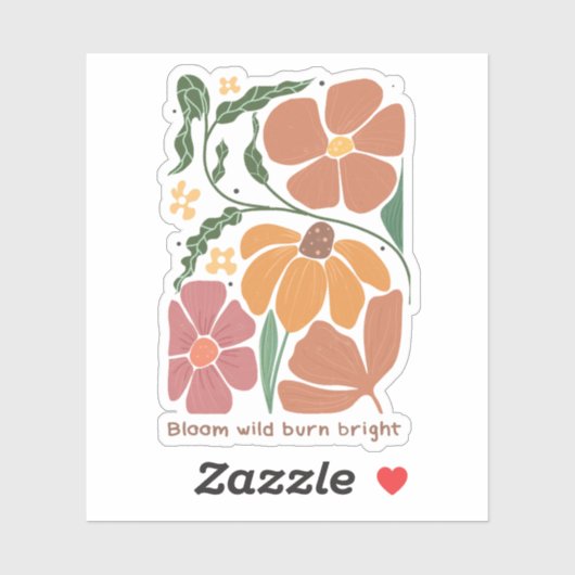 Retro Boho Floral Inspiratie Quote Sticker (Vel)