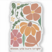 Retro Boho Floral Inspiratie Quote Sticker (Voorkant)