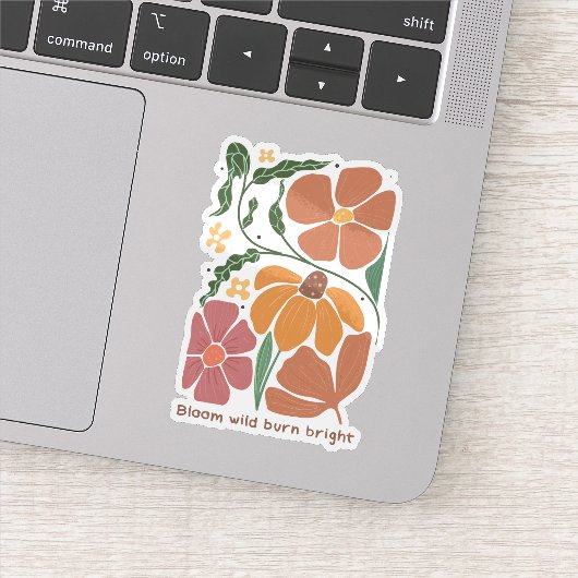 Retro Boho Floral Inspiratie Quote Sticker (Detail)