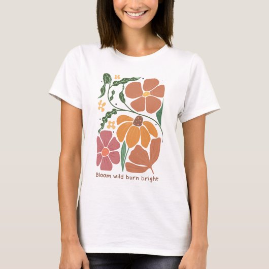 Retro Boho Floral Inspiratie Quote T-shirt (Voorkant)