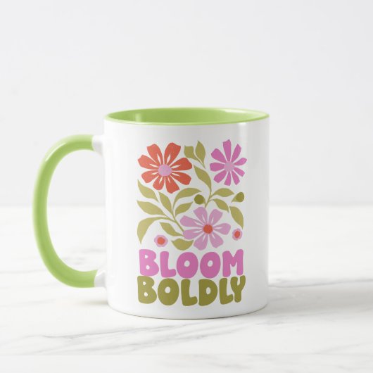 Retro Boho Floral Inspirerend Affirmatie Quote Mok (Links)