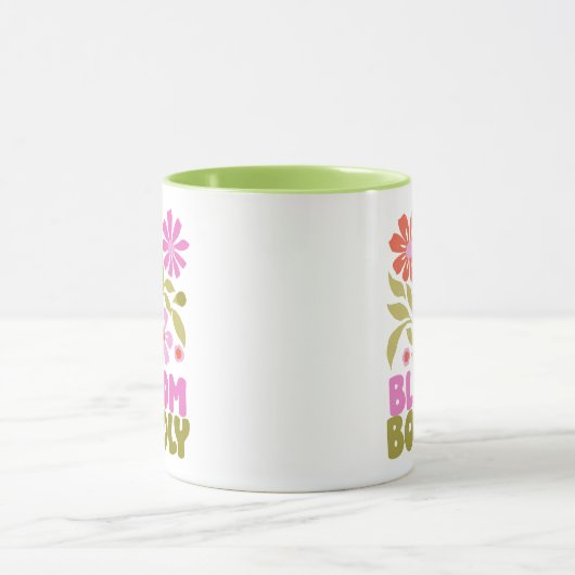 Retro Boho Floral Inspirerend Affirmatie Quote Mok (Midden)