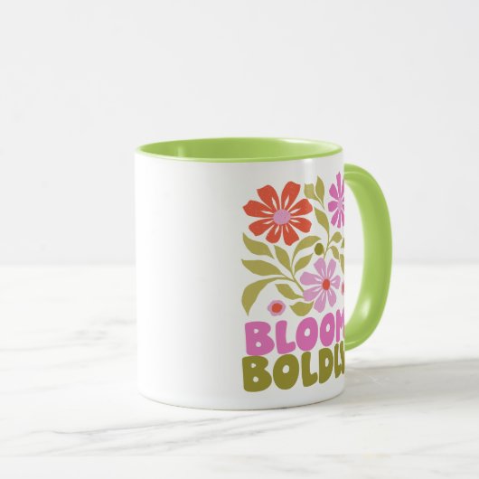 Retro Boho Floral Inspirerend Affirmatie Quote Mok (Voorkant rechts)