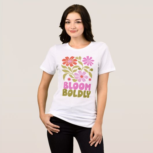 Retro Boho Floral Inspirerend Affirmatie Quote Tri-Blend Shirt (Voorkant volledig)