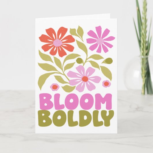 Retro Boho Floral Inspirerend Quote Blank Inside Kaart (Voorkant)