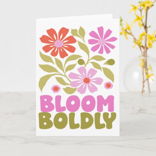 Retro Boho Floral Inspirerend Quote Blank Inside Kaart (Gele Bloem)