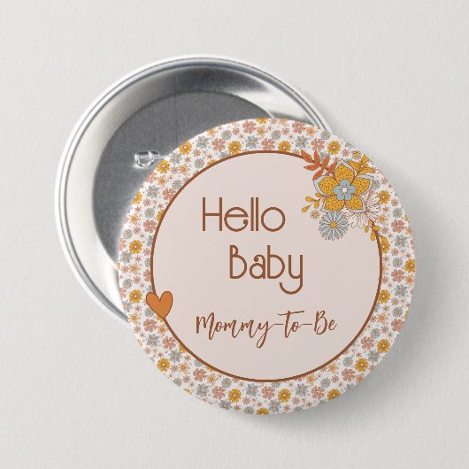 Retro Boho Floral Mama om Baby shower Button te zi (Voorkant /achterkant)