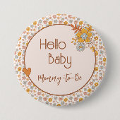 Retro Boho Floral Mama om Baby shower Button te zi (Voorkant)