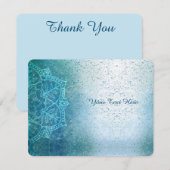 Retro Boho Floral Mandala Zen Lichtblauw Bedankkaart (Voorkant / Achterkant)