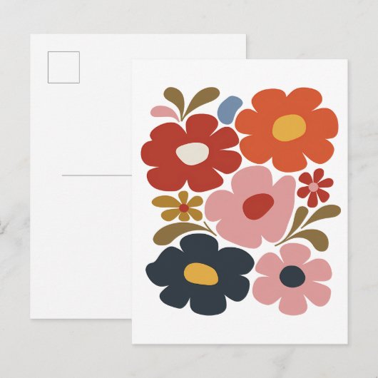 Retro Boho Floral Mid-Century Modern Briefkaart (Voorkant / Achterkant)