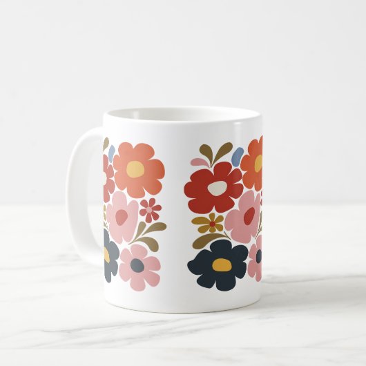 Retro Boho Floral Mid-Century Modern Koffiemok (Voorkant links)