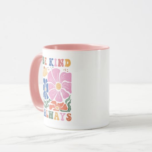 Retro Boho Floral Motivation Quote -Be Kind Always Mok (Voorkant links)
