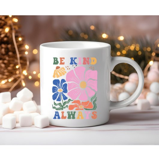 Retro Boho Floral Motivation Quote - Wees altijd v Koffiemok