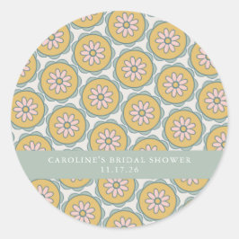 Retro Boho Floral Pastel Custom Vrijgezellenfeest Ronde Sticker