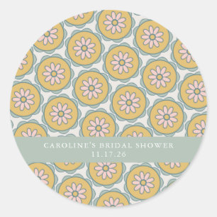 Retro Boho Floral Pastel Custom Vrijgezellenfeest Ronde Sticker