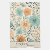 Retro Boho Floral Pattern Custom Theedoek (Verticaal)