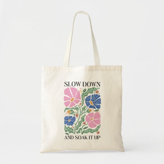 Retro Boho Floral Quote vertragen en genieten van  Tote Bag (Voorkant)