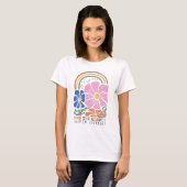 Retro Boho Floral Rainbow Quote T-shirt (Voorkant volledig)