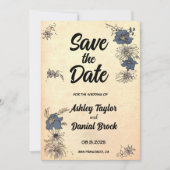 Retro Boho Floral Wedding Save the Date Kaart (Voorkant)