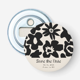 Retro Boho Floral Wedding Sla de datum op Button Flesopener