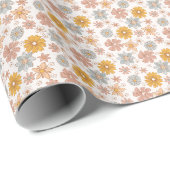  Retro Boho Floral Wrapping Paper Cream Cadeaupapier (Rol Hoek)