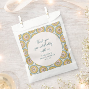 Retro Boho Floral Yellow Custom Shower Dank u Bedankzakje