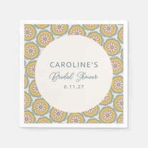 Retro Boho Floral Yellow Custom Vrijgezellenfeest Servet