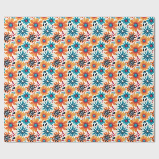 Retro Boho Flower Cadeaupapier (Vlak)
